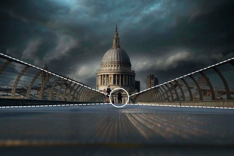 the Millennium bridge in front of St Paul's Cathedral in London